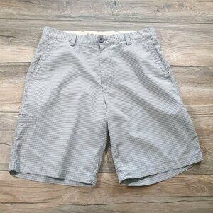 Dockers Mens Plaid Cotton Casual Shorts Size 33 Sport Golf Designer Blue White